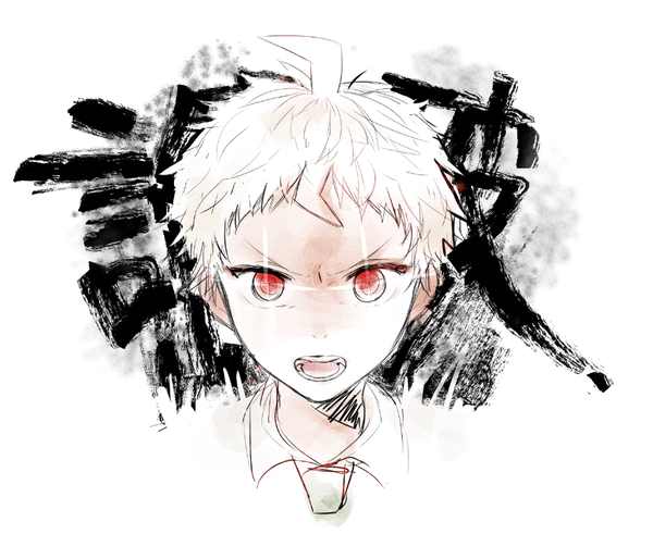 1boy, ahoge, bangs, collared_shirt, cropped_shoulders, dangan_ronpa_(series), dangan_ronpa_2:_goodbye_despair, face