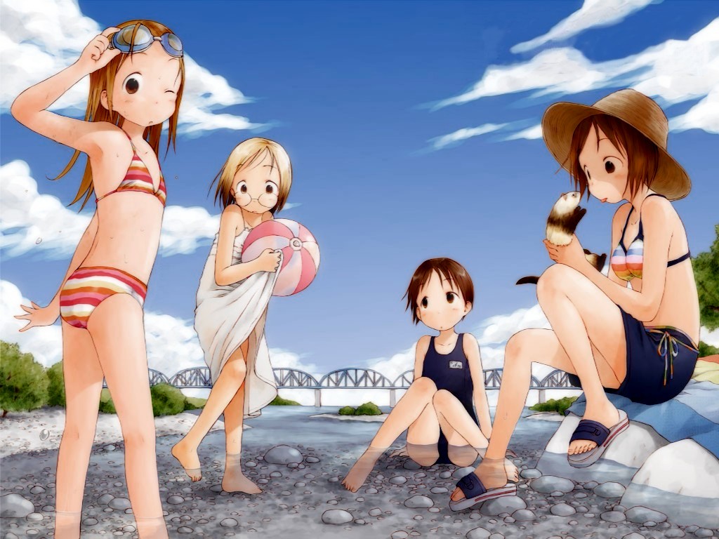 barasui, duplicate, ferret, ichigo_mashimaro, itou_chika, itou_nobue, john, matsuoka_miu, sakuragi_matsuri, swimsuit