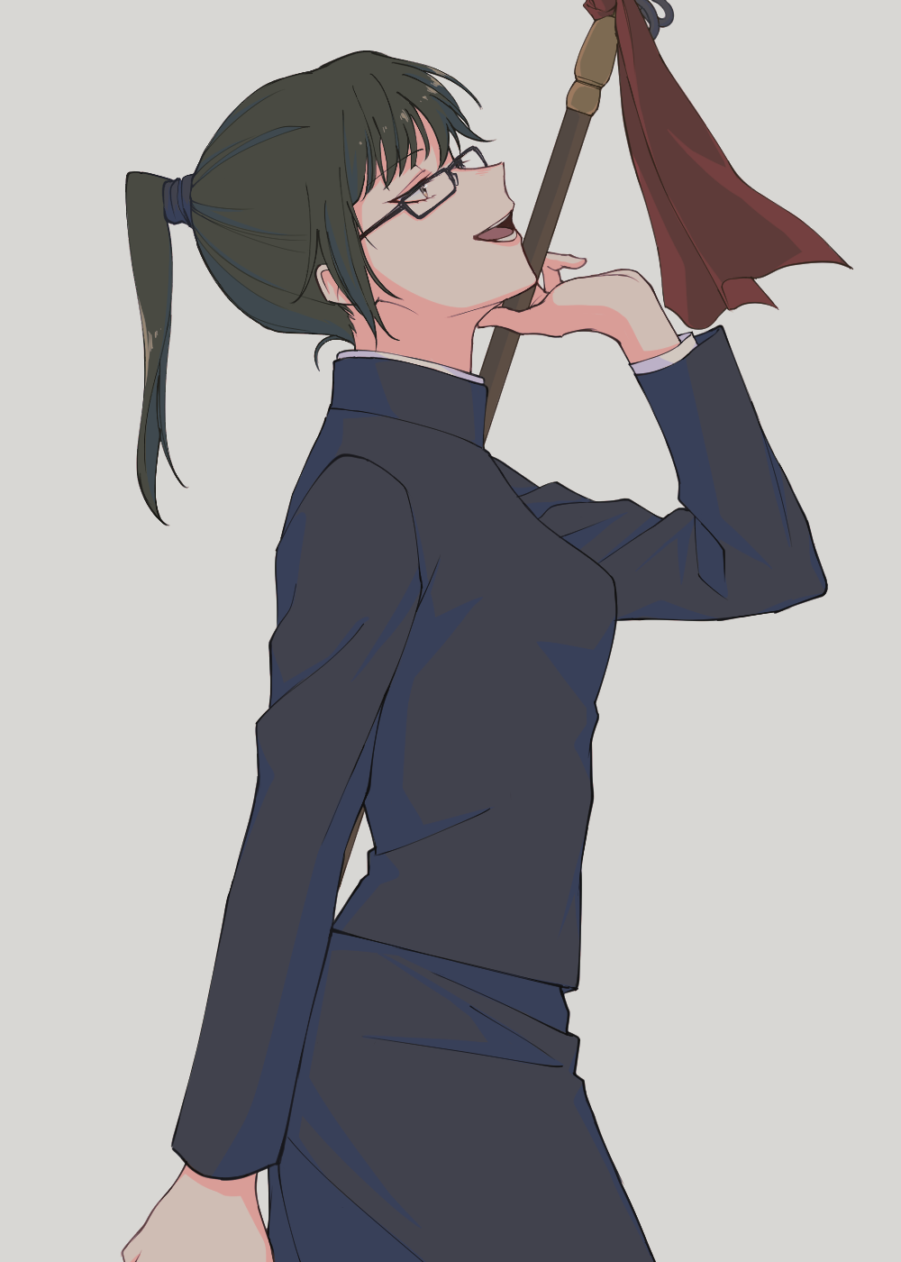 1girl, akhr1029, bangs, black_jacket, closed_mouth, glasses, green_hair, highres