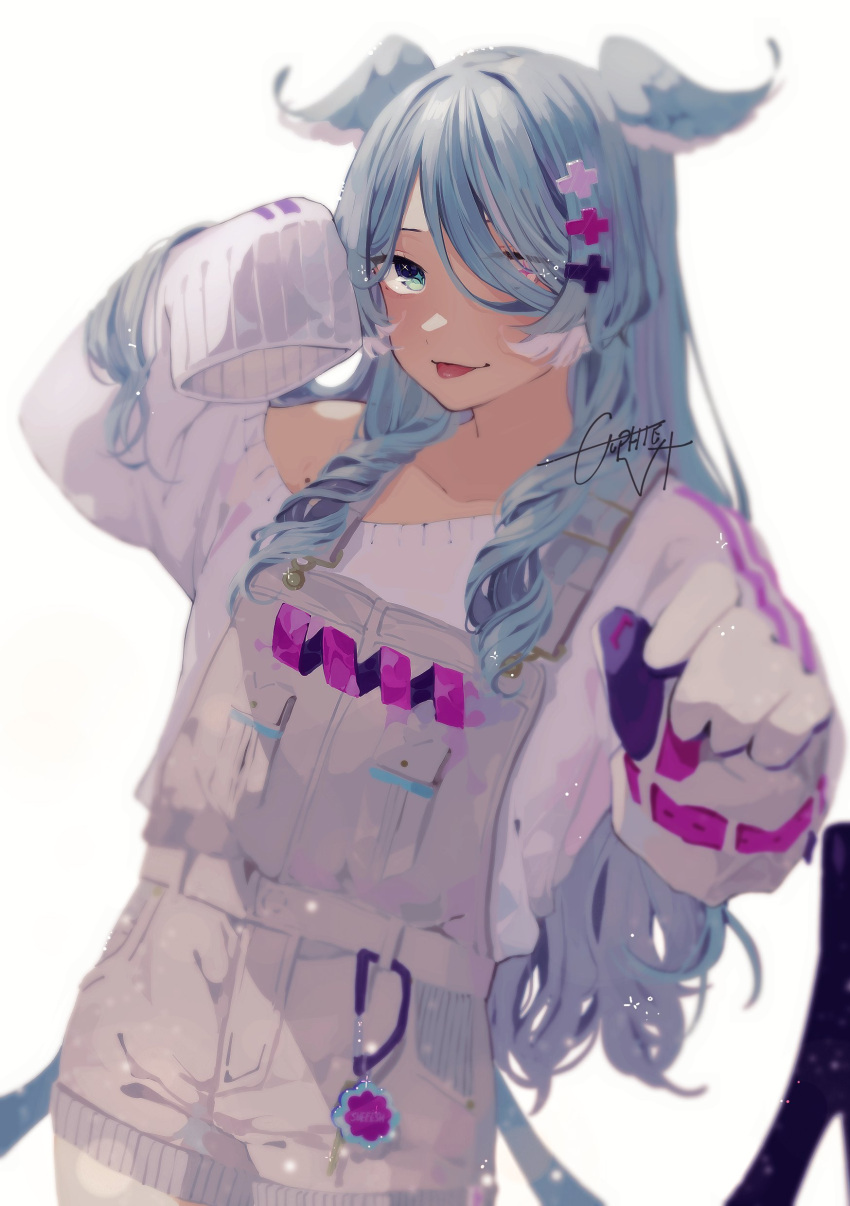 1girl, absurdres, animal_ears, bangs, blue_eyes, dragon_ears, dragon_girl, elira_pendora