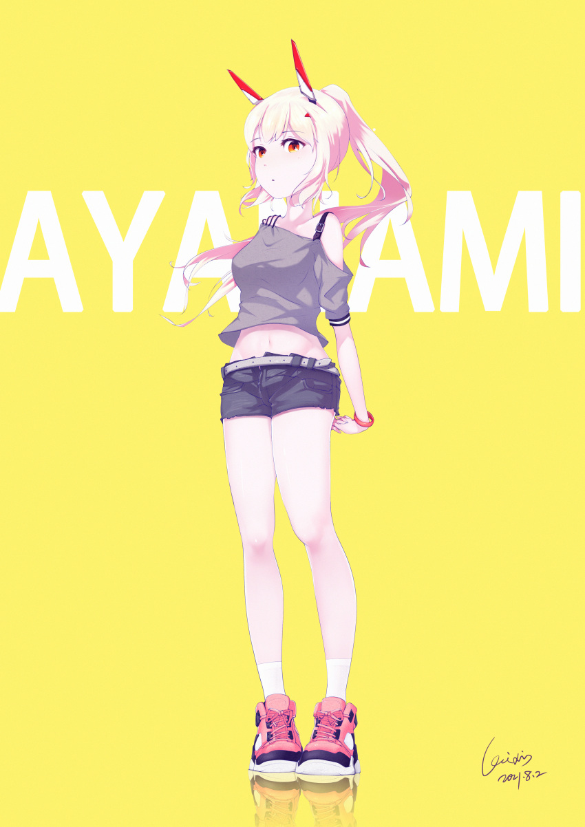 1girl, absurdres, alternate_costume, arms_behind_back, ayanami_(azur_lane), azur_lane, bangs, belt