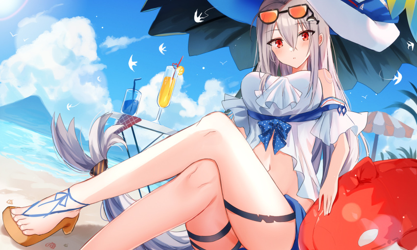 1girl, arknights, bangs, bare_legs, black_choker, breasts, brown_footwear, choker
