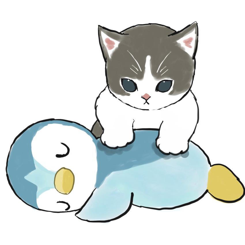 animal, cat, closed_eyes, commentary_request, from_side, gen_4_pokemon, grey_background, highres
