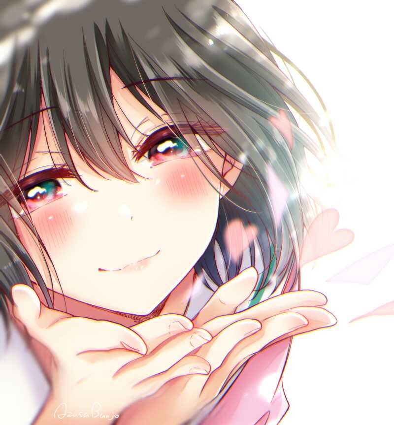 banjou_azusa, blush, heart, lips, mihate_hiura, original, otoko_no_ko, pink_eyes