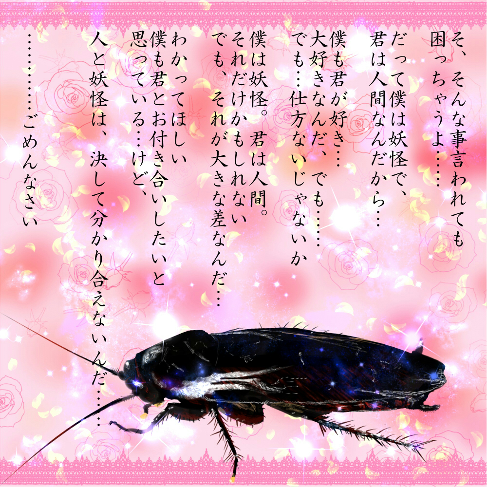 cockroach, confession, firefly, insect, oppao, parody, pov, rejection