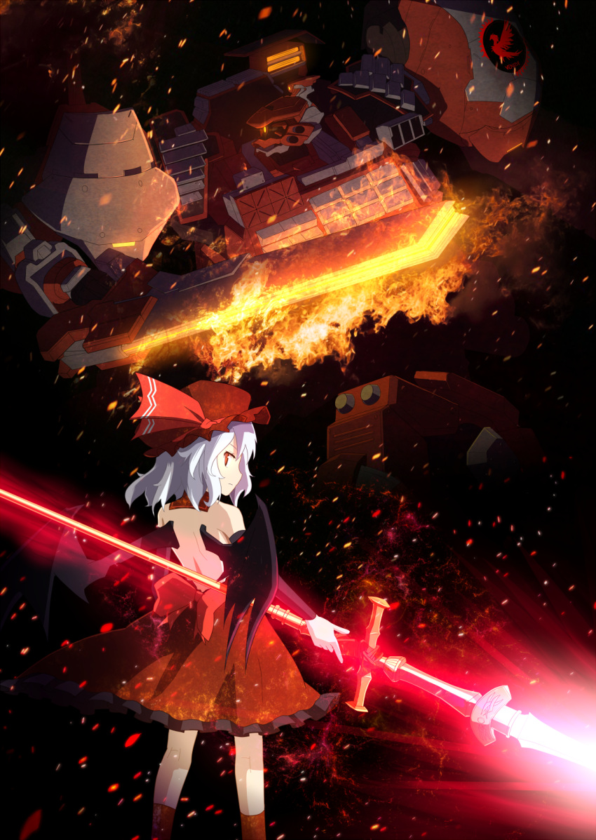 armored_core, grind_blade_(armored_core), highres, looking_at_viewer, mecha, remilia_scarlet, suibotuouji, touhou