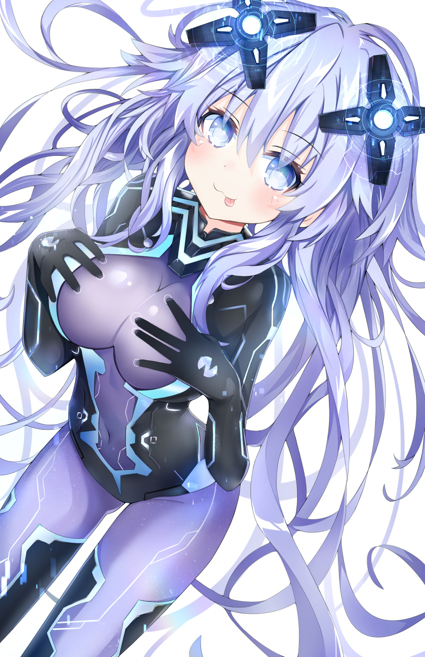 1girl, absurdres, blue_eyes, bodysuit, breasts, covered_navel, eyebrows_visible_through_hair, giga-tera