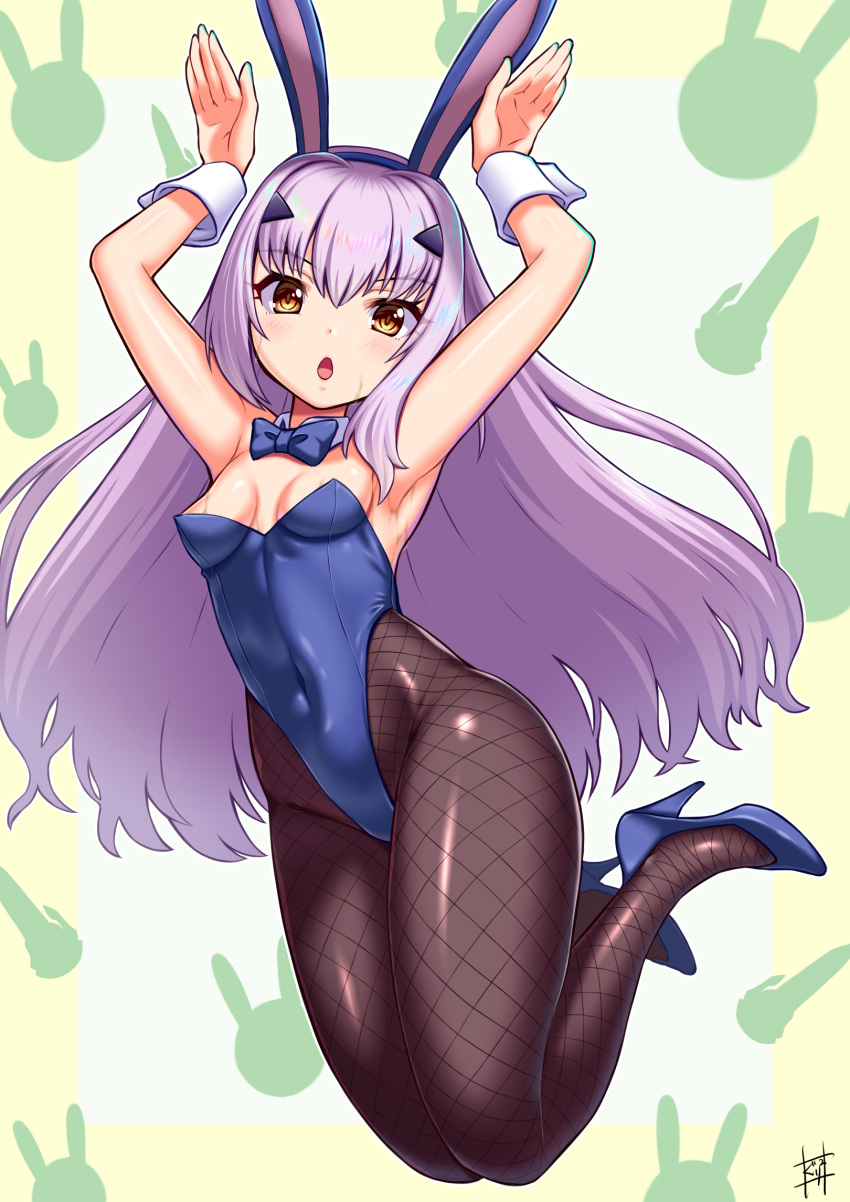 1girl, animal_ears, blush, bow, bowtie, copyright_request, detached_collar, fairy_knight_lancelot_(fate)