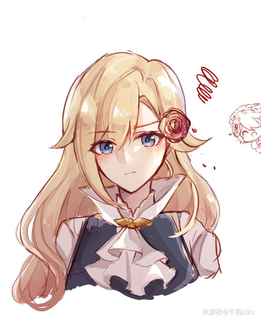 2girls, absurdres, annoyed, bangs, bianka_durandal_ataegina, blonde_hair, blue_eyes, closed_mouth