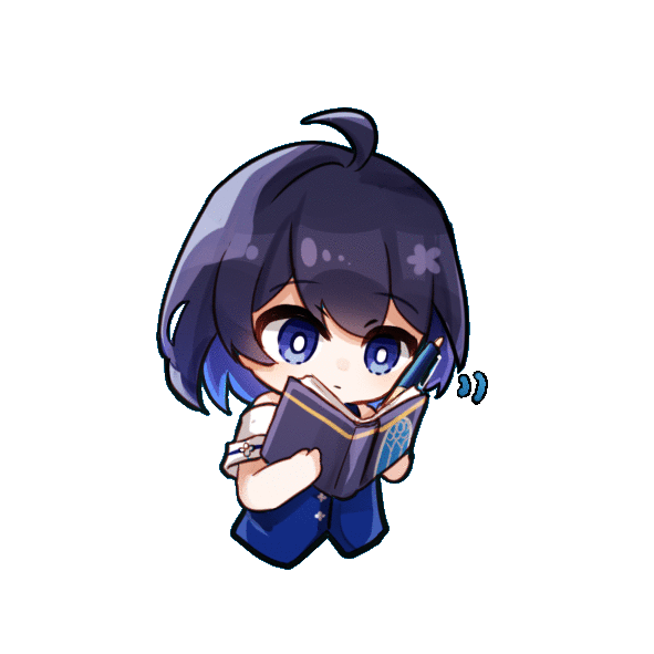 1girl, animated, animated_gif, antenna_hair, bangs, blue_eyes, blue_hair, book