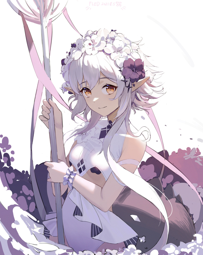 1girl, absurdres, arknights, bangs, bare_shoulders, breasts, casual_one-piece_swimsuit, closed_mouth
