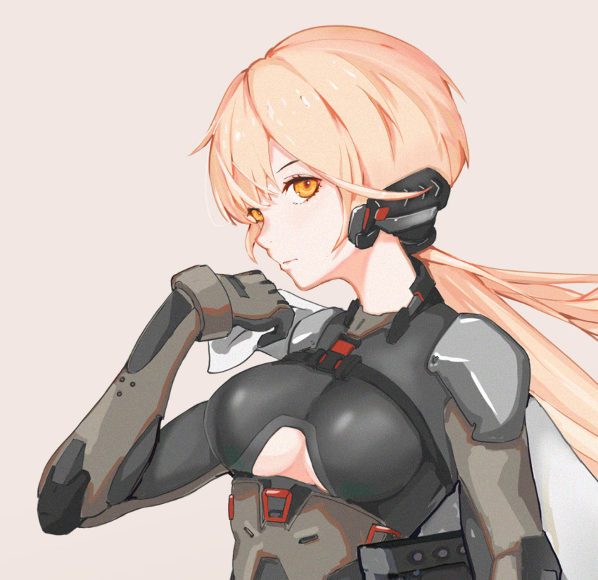 1girl, alternate_costume, armor, blonde_hair, breasts, closed_mouth, eyebrows_visible_through_hair, girls_frontline