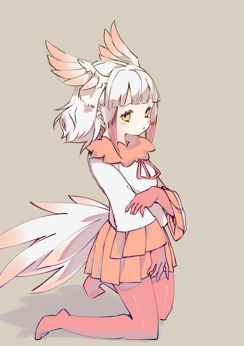 1girl, bangs, bird_girl, bird_tail, bird_wings, bird_witch, commentary_request, elbow_gloves