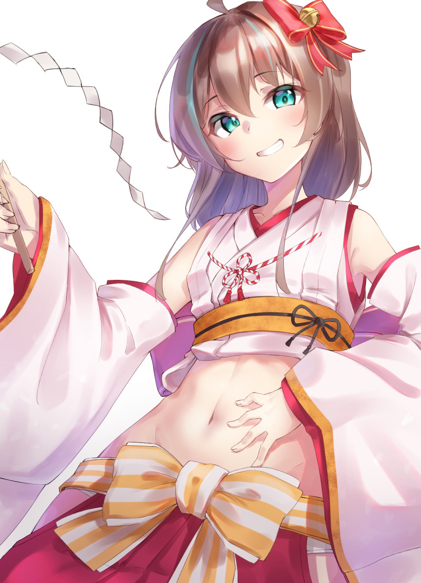 1girl, ahoge, alternate_costume, alternate_hairstyle, aqua_eyes, bangs, bare_shoulders, bow