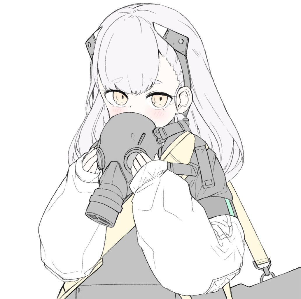 1girl, ak-alfa_(girls_frontline), blush, eyebrows_visible_through_hair, gas_mask, girls_frontline, jb_ryshamr, long_hair
