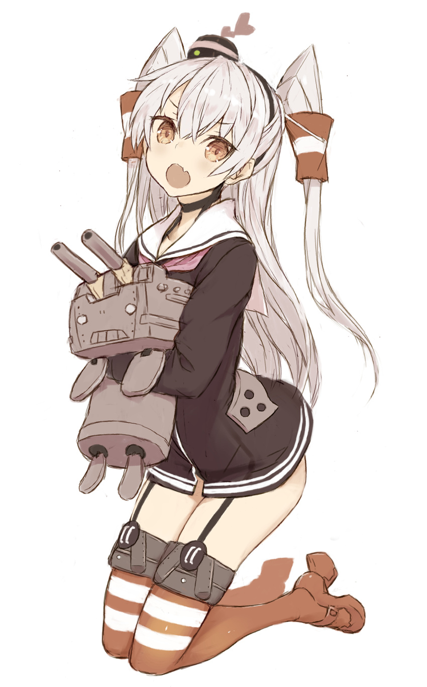 1girl, absurdres, amatsukaze_(kancolle), blush, brown_dress, brown_eyes, choker, dress