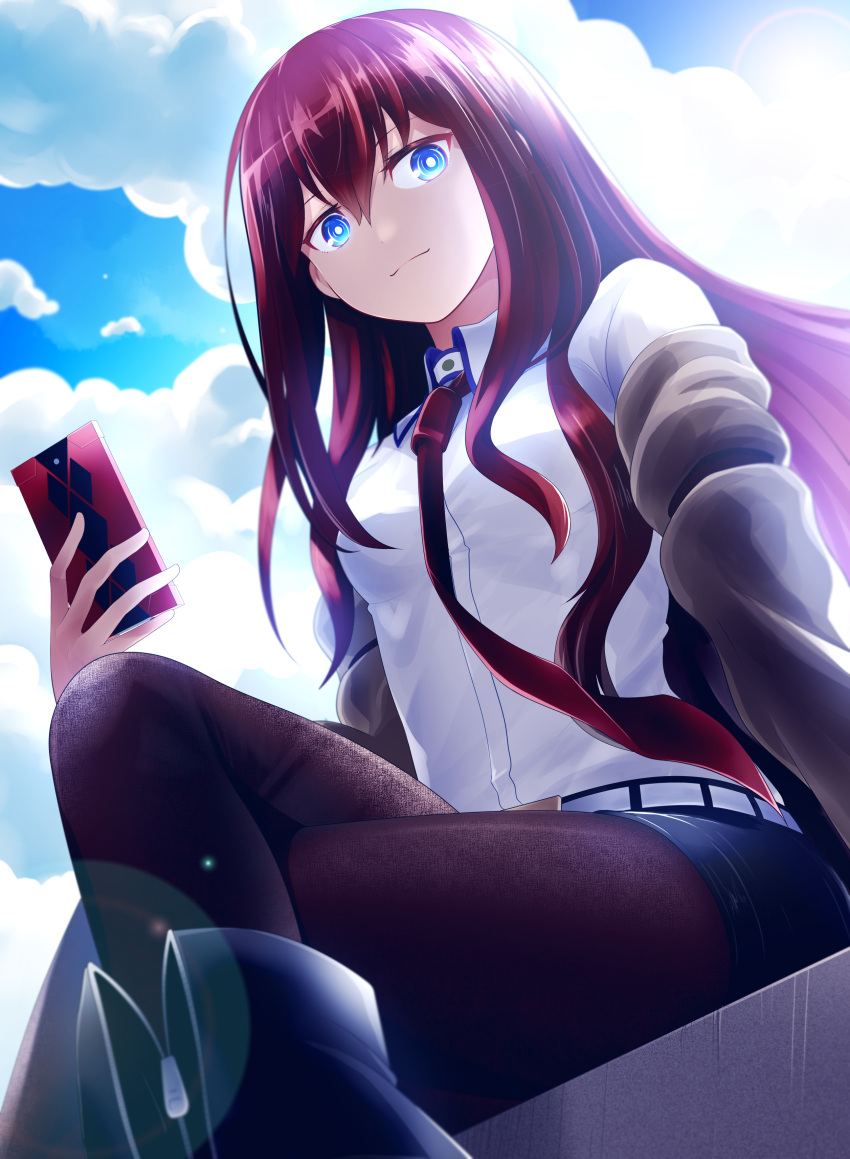 1girl, :3, absurdres, bangs, black_footwear, black_legwear, black_shorts, blue_eyes