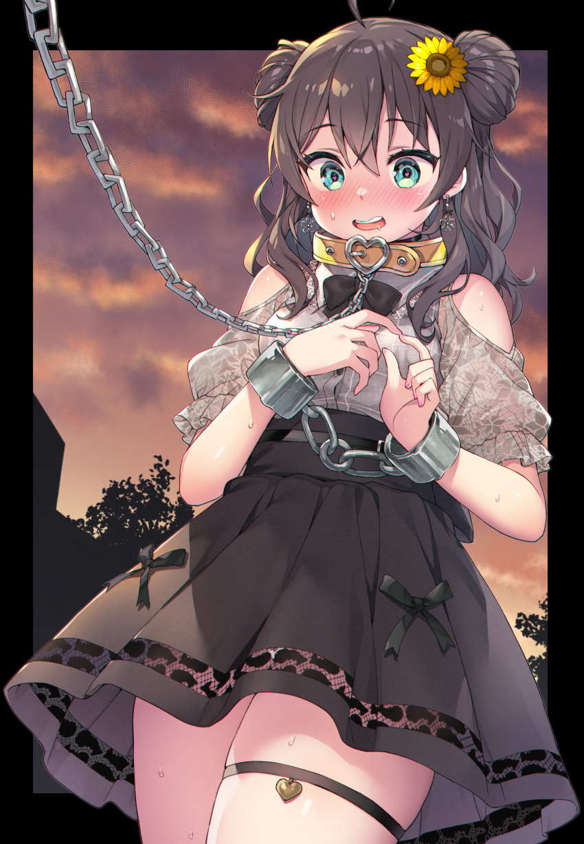 1girl, absurdres, ahoge, aqua_eyes, ayaoshiro, bangs, bare_shoulders, blush