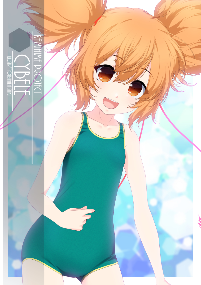 1girl, alternate_breast_size, alternate_color_school_swimsuit, artist_name, character_name, collarbone, commentary_request, cowboy_shot