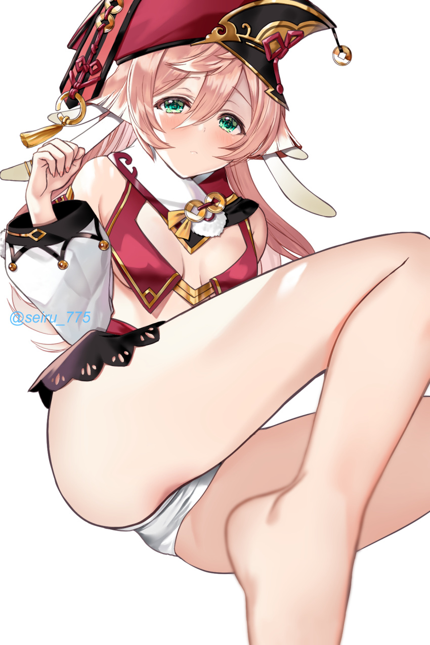1girl, aqua_eyes, ass, bare_shoulders, barefoot, breasts, cleavage_cutout, clothing_cutout