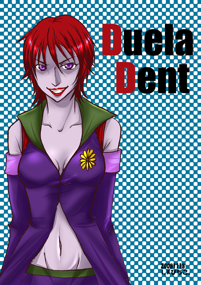 bare_shoulders, bichiko, cleavage, dc_comics, detached_sleeves, duela_dent, female, lipstick
