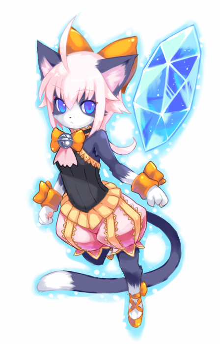1girl, ahoge, animal_ears, ballet_slippers, bare_shoulders, bell, black_fur, blue_eyes