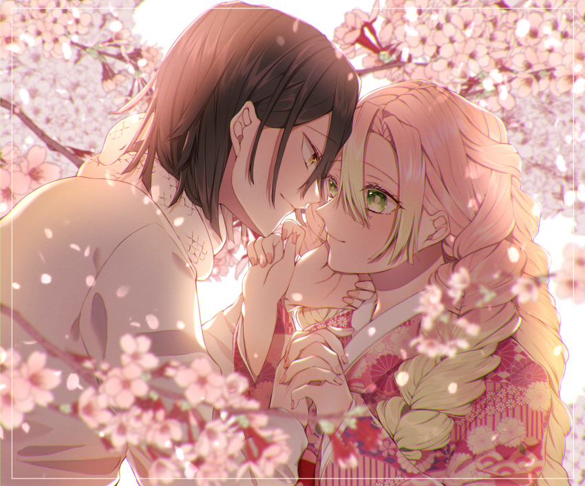 1boy, 1girl, absurdres, animal, bangs, black_hair, blonde_hair, chitose_(chi_candy)