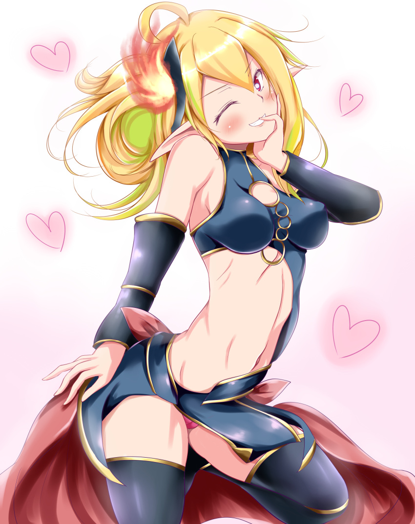 1girl, absurdres, andrew_(duel_angel), black_dress, black_legwear, blonde_hair, breasts, colored_inner_hair