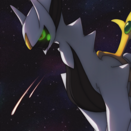 arceus, green_eyes, night_sky, nintendo, no_humans, pokemon, sekori, shooting_star