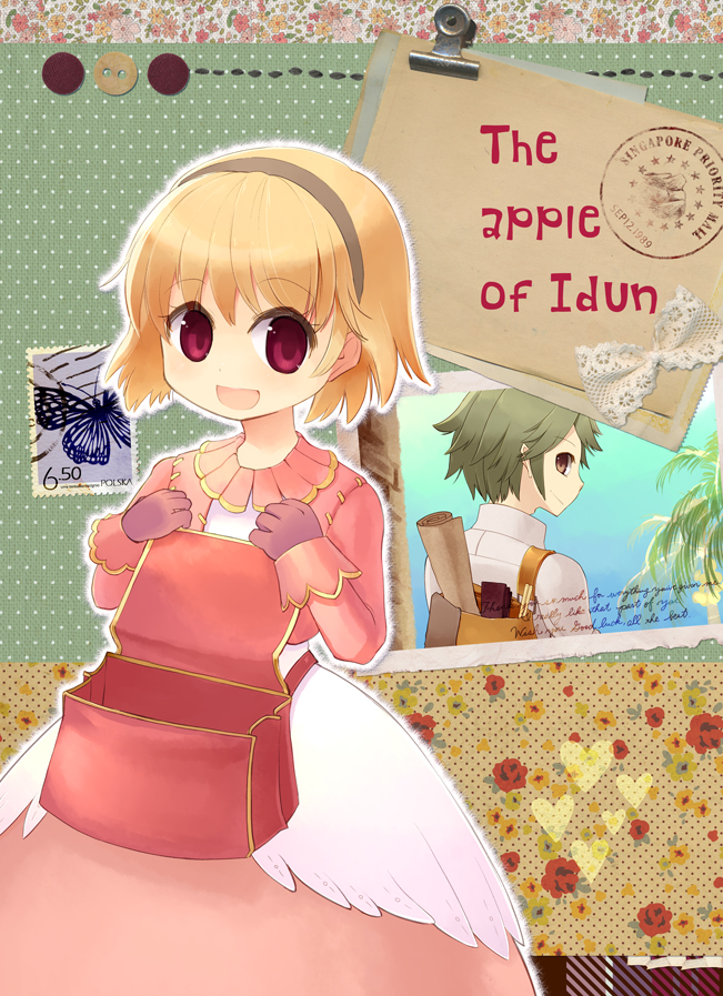 1boy, 1girl, armeyer_dinze, aura_(a440), backpack, bag, bangs, blonde_hair