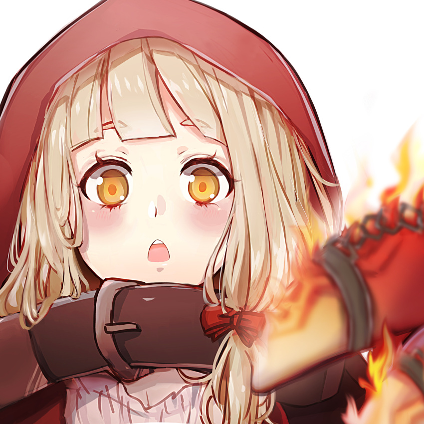 1girl, :o, bangs, belt, belt_buckle, blonde_hair, blurry, blurry_foreground