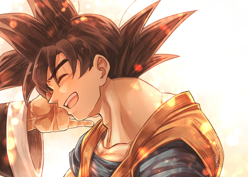 2boys, closed_eyes, dragon_ball, dragon_ball_(classic), dragon_ball_z, grandfather_and_grandson, grandpa_gohan, happy