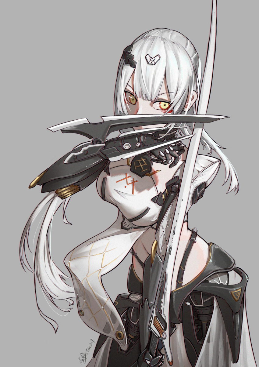 1girl, absurdres, android, blade, breasts, eyeliner, girls_frontline, highres
