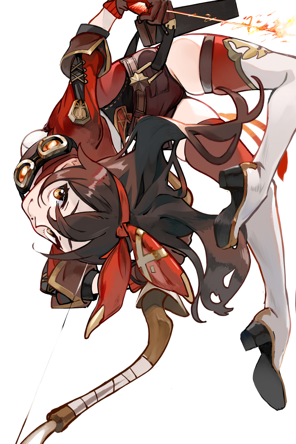 1girl, amber_(genshin_impact), arched_back, arrow_(projectile), bangs, belt, blush, bow_(weapon)