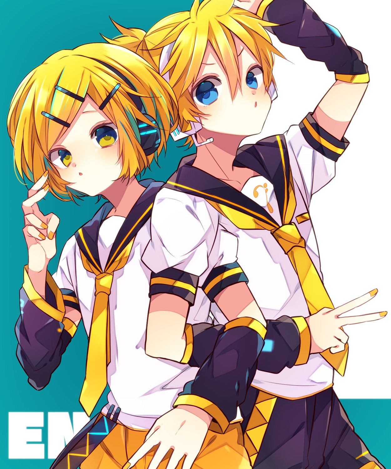2boys, androgynous, arm_up, arm_warmers, bangs, bass_clef, belt, black_collar