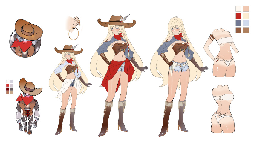 absurdres, ass, bandana, blonde_hair, blue_eyes, boots, breasts, bugie