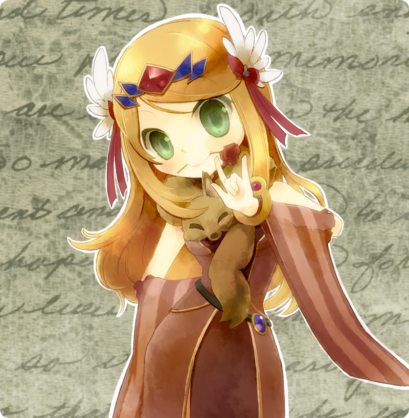 1girl, \n/, animal_around_neck, aura_(a440), bangle, bangs, blonde_hair, blush