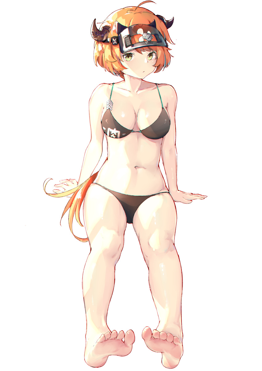1girl, absurdres, arknights, barefoot, bikini, bikini_bottom, bikini_top, black_bikini