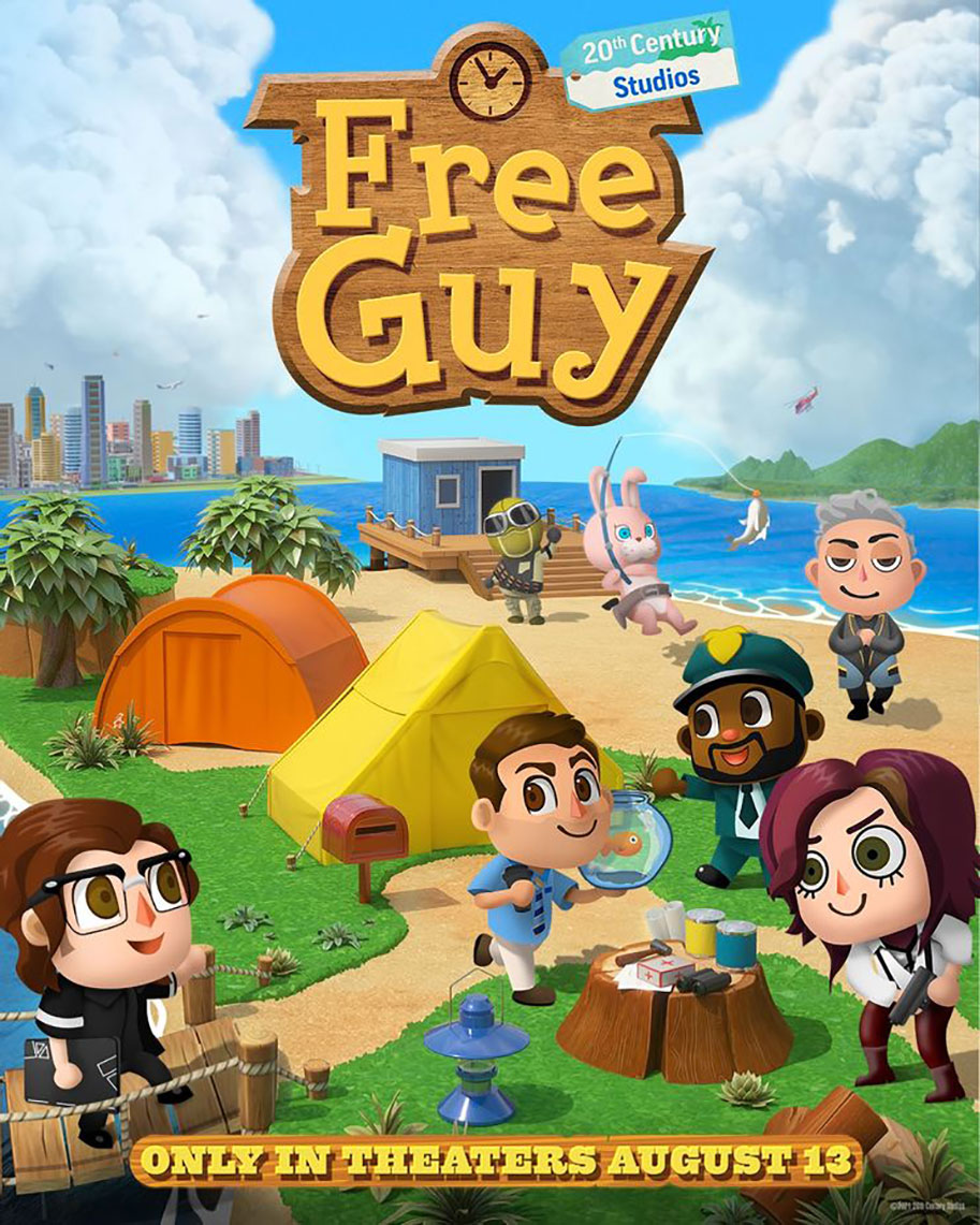 1girl, 20th_century_fox, 2others, 4boys, aircraft, animal_crossing, beach, chibi