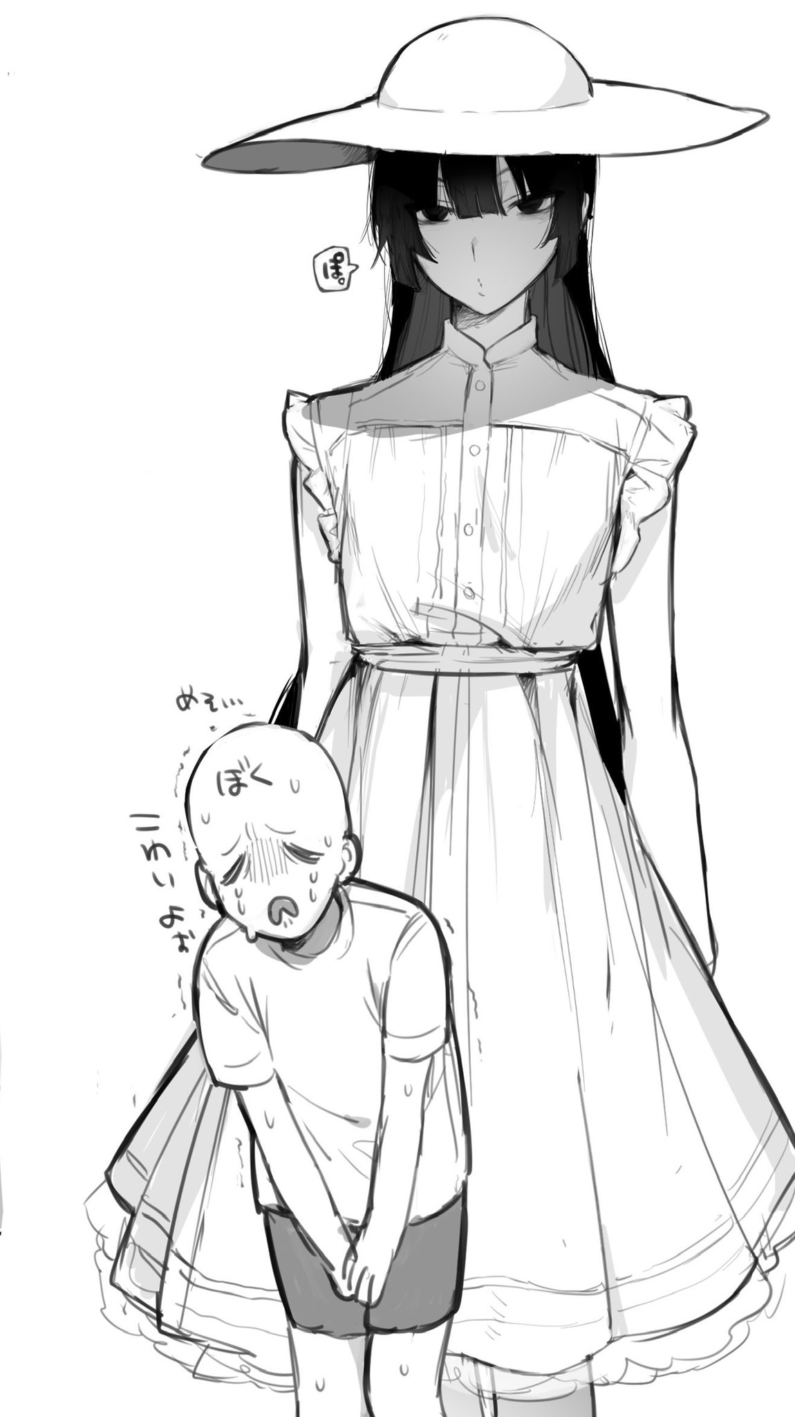2boys, bald, bangs, crossdressinging, dress, genderswap, genderswap_(ftm), hasshaku-sama