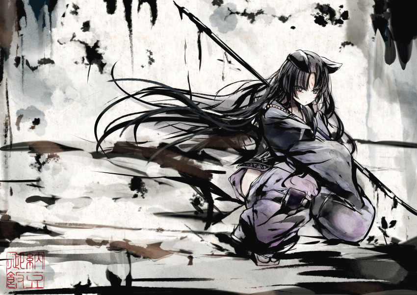1girl, absurdres, animal_ears, arknights, black_hair, black_shirt, commentary_request, dog_ears