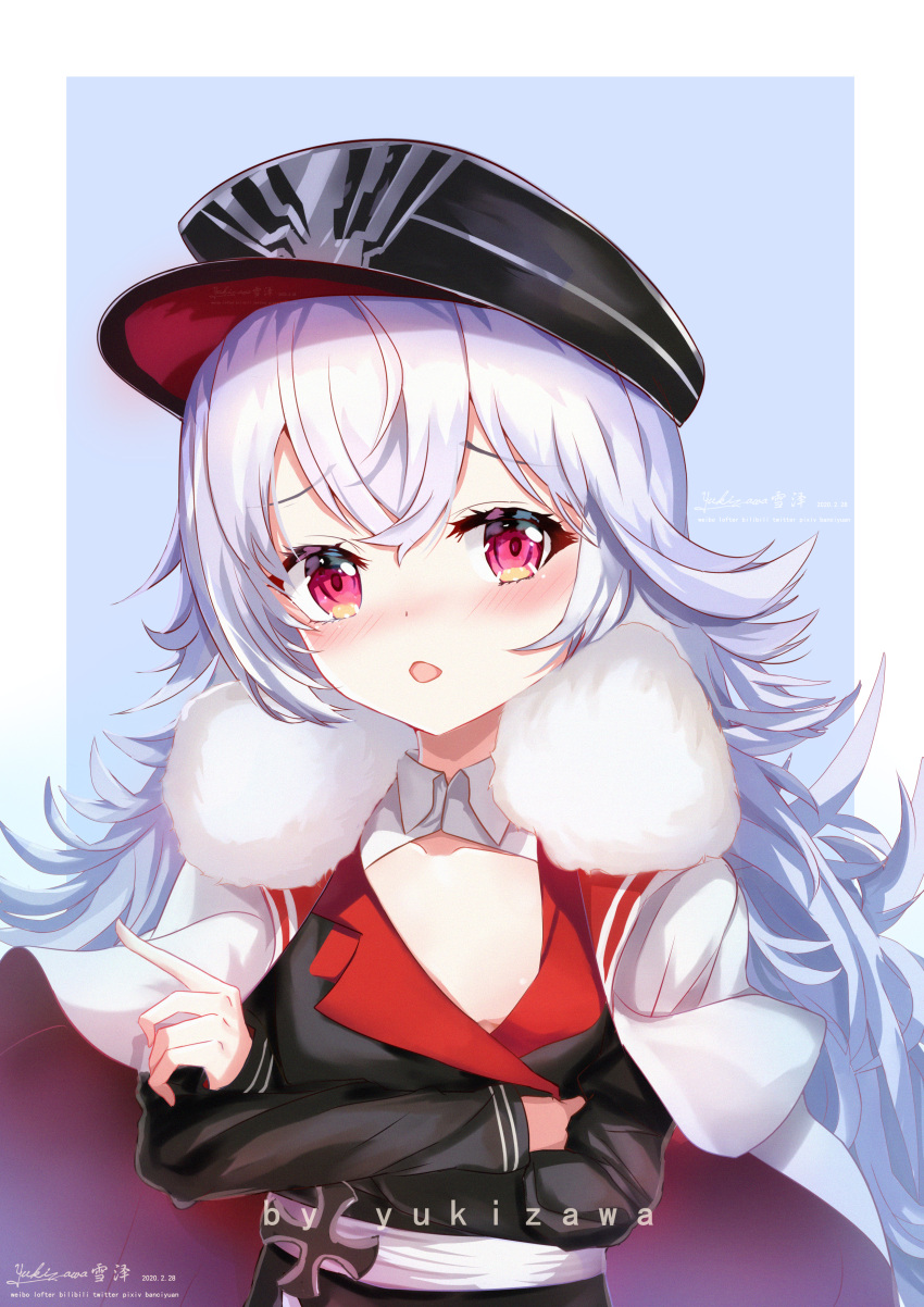 1girl, absurdres, azur_lane, bangs, blush, breasts, cape, commentary_request