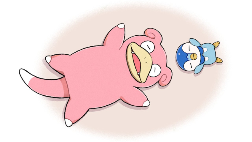 arms_up, closed_eyes, closed_mouth, commentary_request, creature, full_body, gen_1_pokemon, gen_4_pokemon