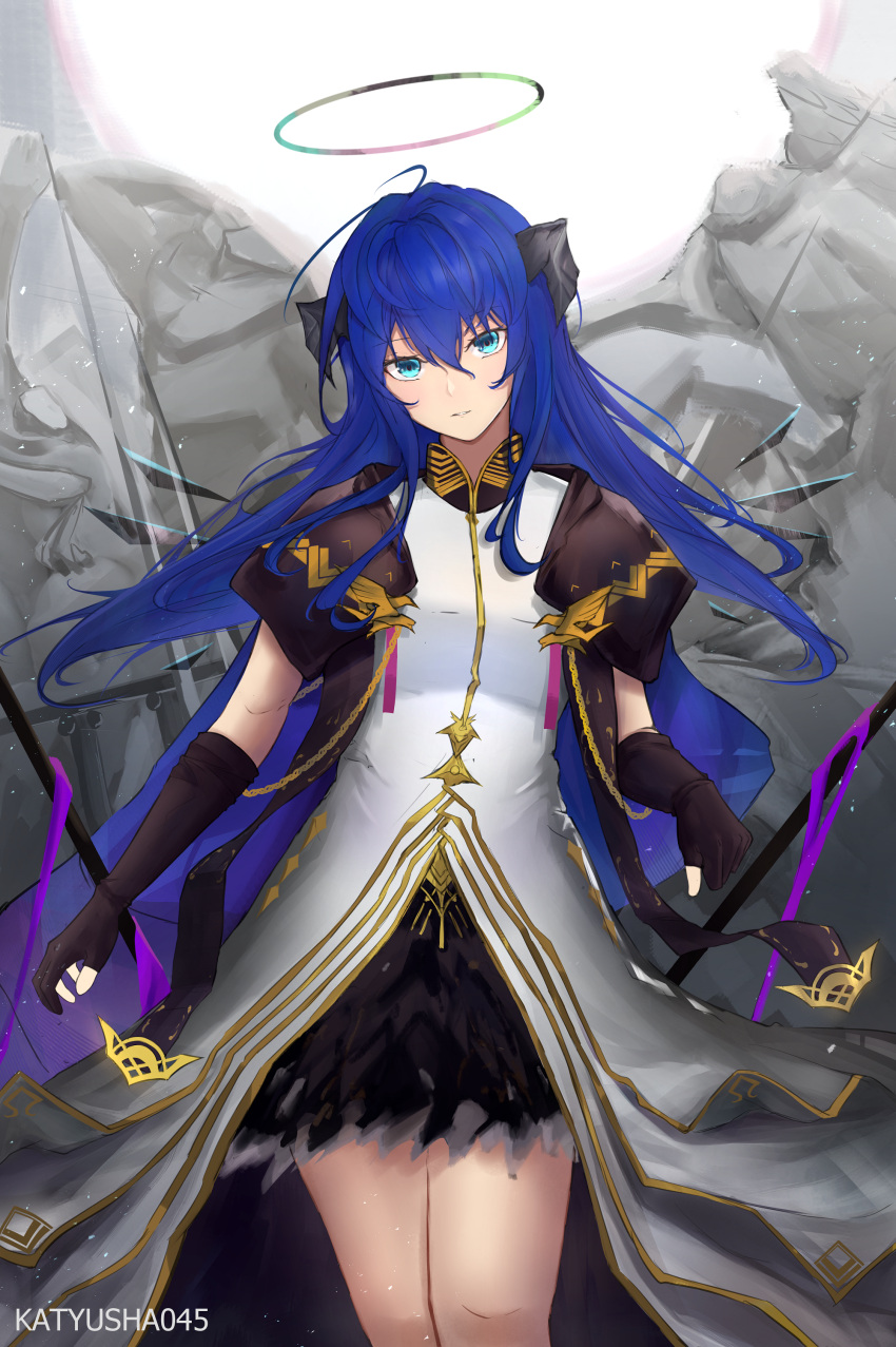 1girl, absurdres, arknights, artist_name, bangs, black_gloves, blue_eyes, blue_hair