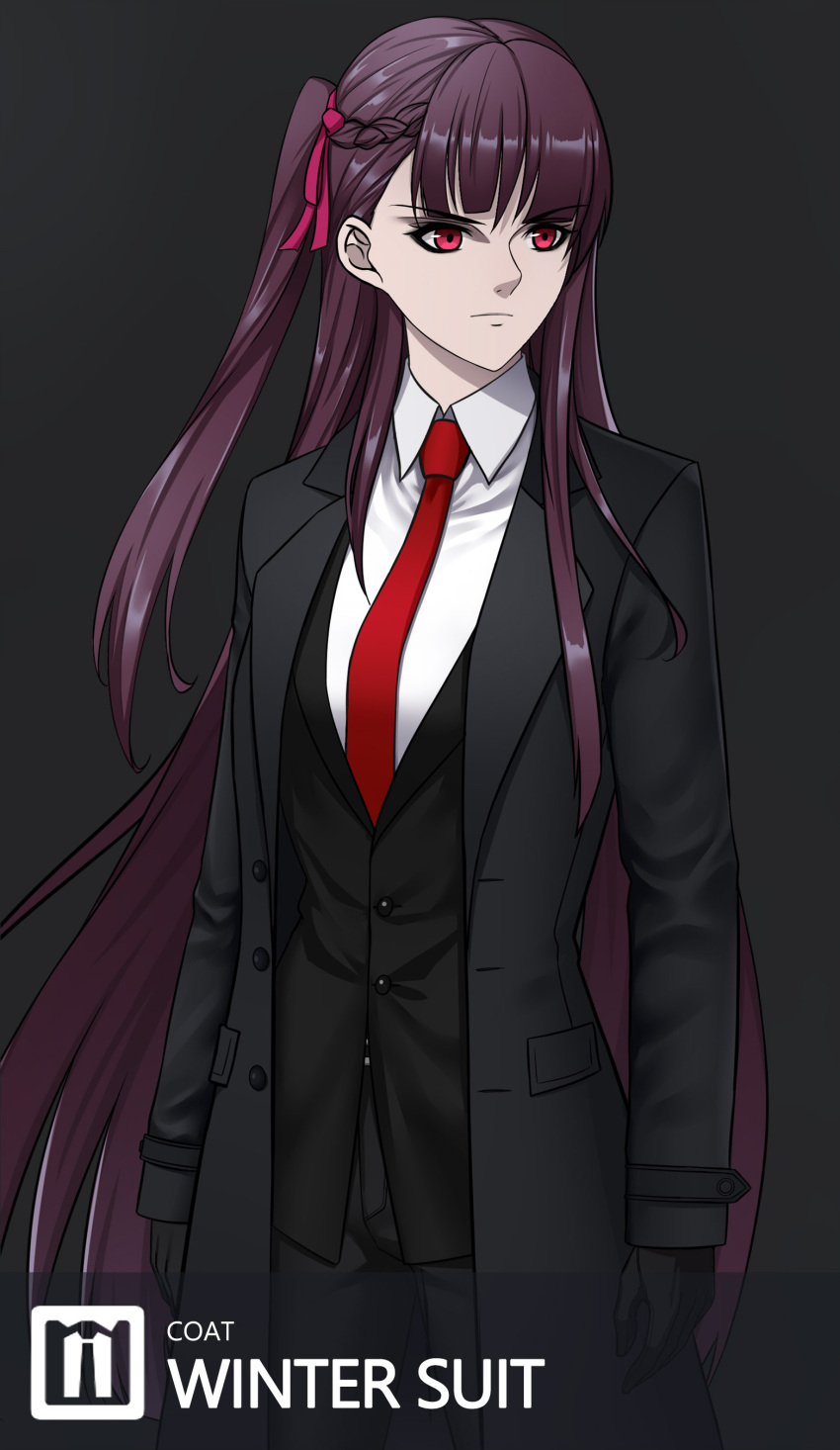1girl, absurdres, agent_47, agent_47_(cosplay), black_gloves, black_pants, black_suit, breasts