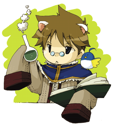 1boy, :<, alchemist_(ragnarok_online), animal_ears, animal_on_shoulder, bangs, bird, bird_on_shoulder