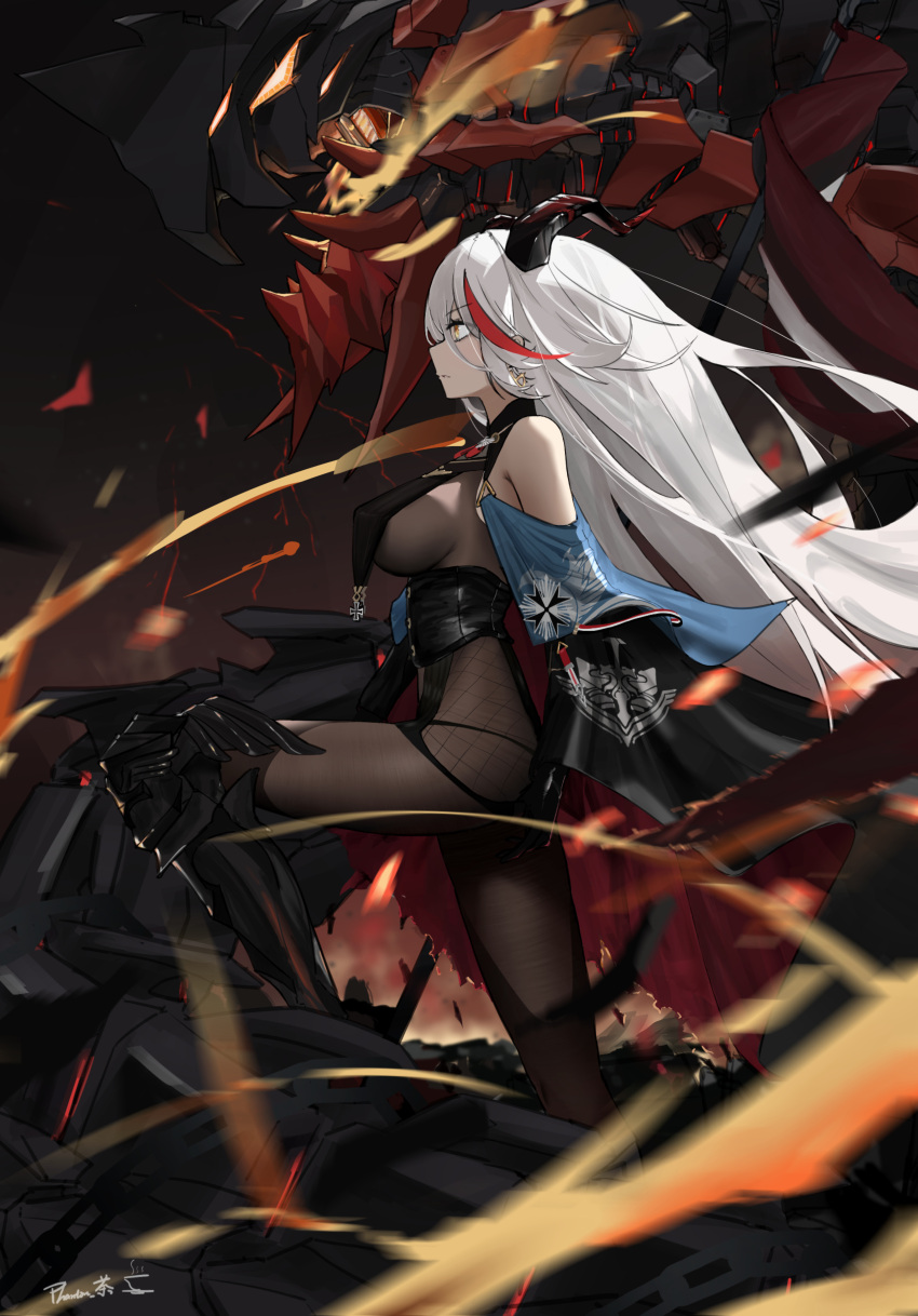 1girl, absurdly_long_hair, absurdres, aegir_(azur_lane), asymmetrical_footwear, azur_lane, bare_shoulders, black_cape