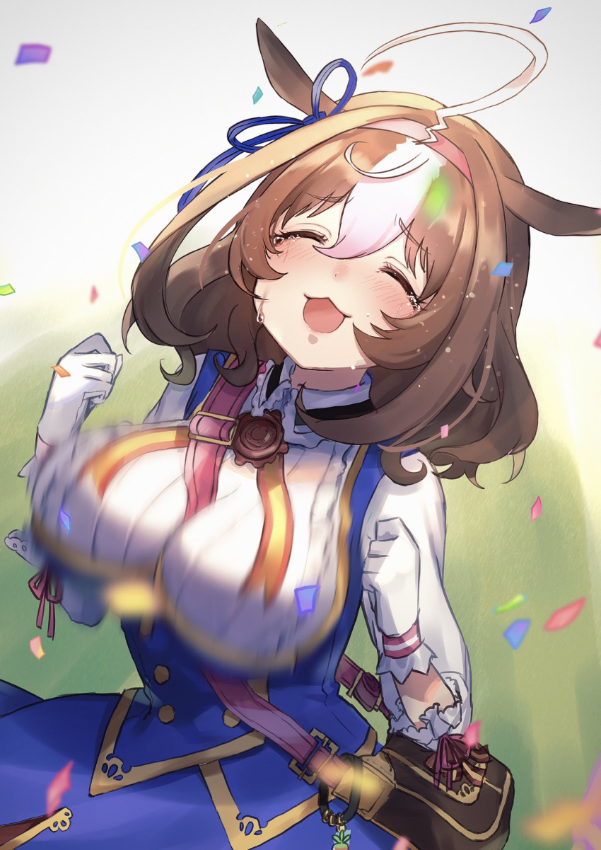 ahoge, animal_ears, bag, blush, bouncing_breasts, breasts, brown_hair, chan_hone_pkpk