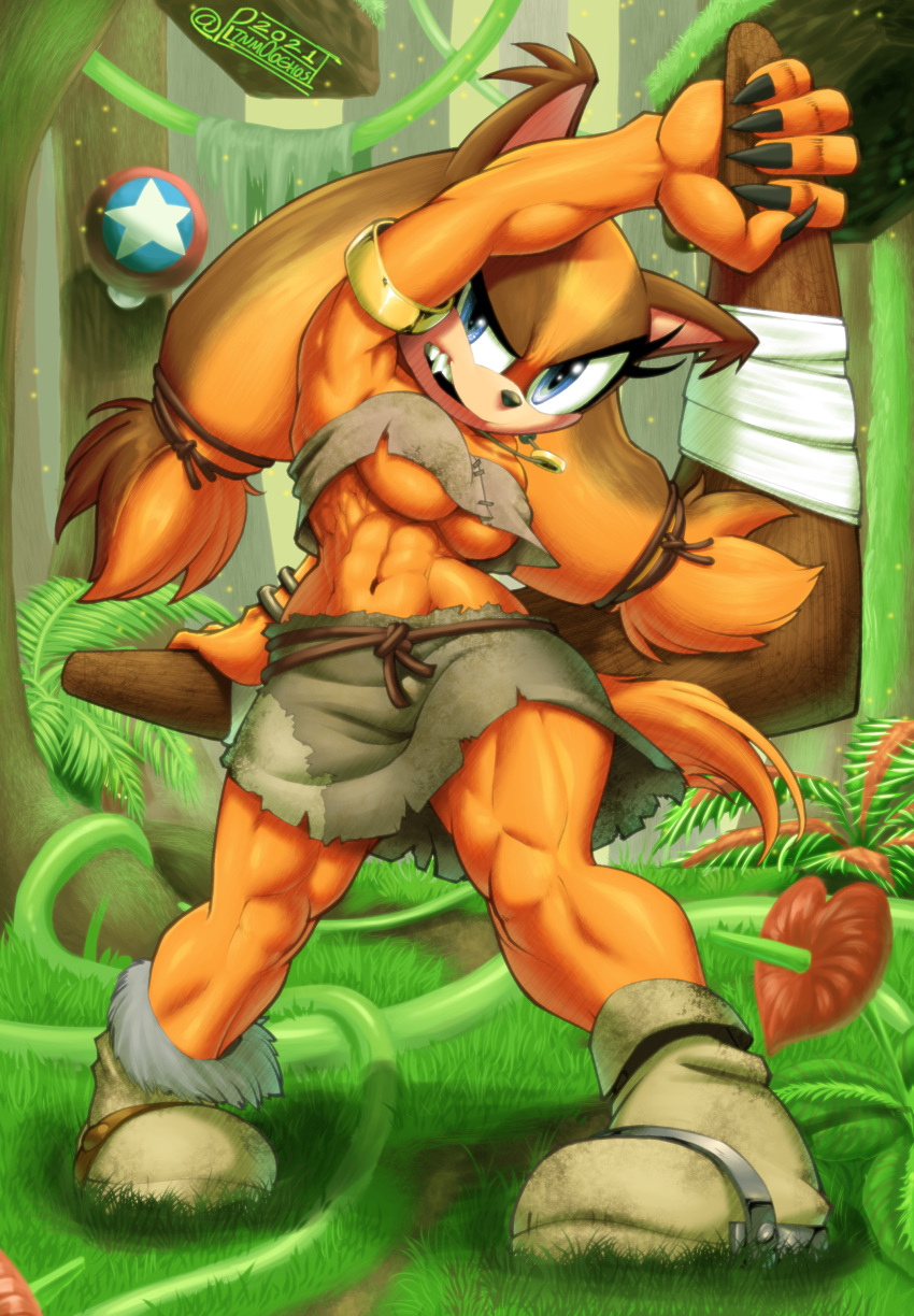 1girl, abs, absurdres, animal_ears, animal_nose, ankle_boots, arm_behind_back, arm_up
