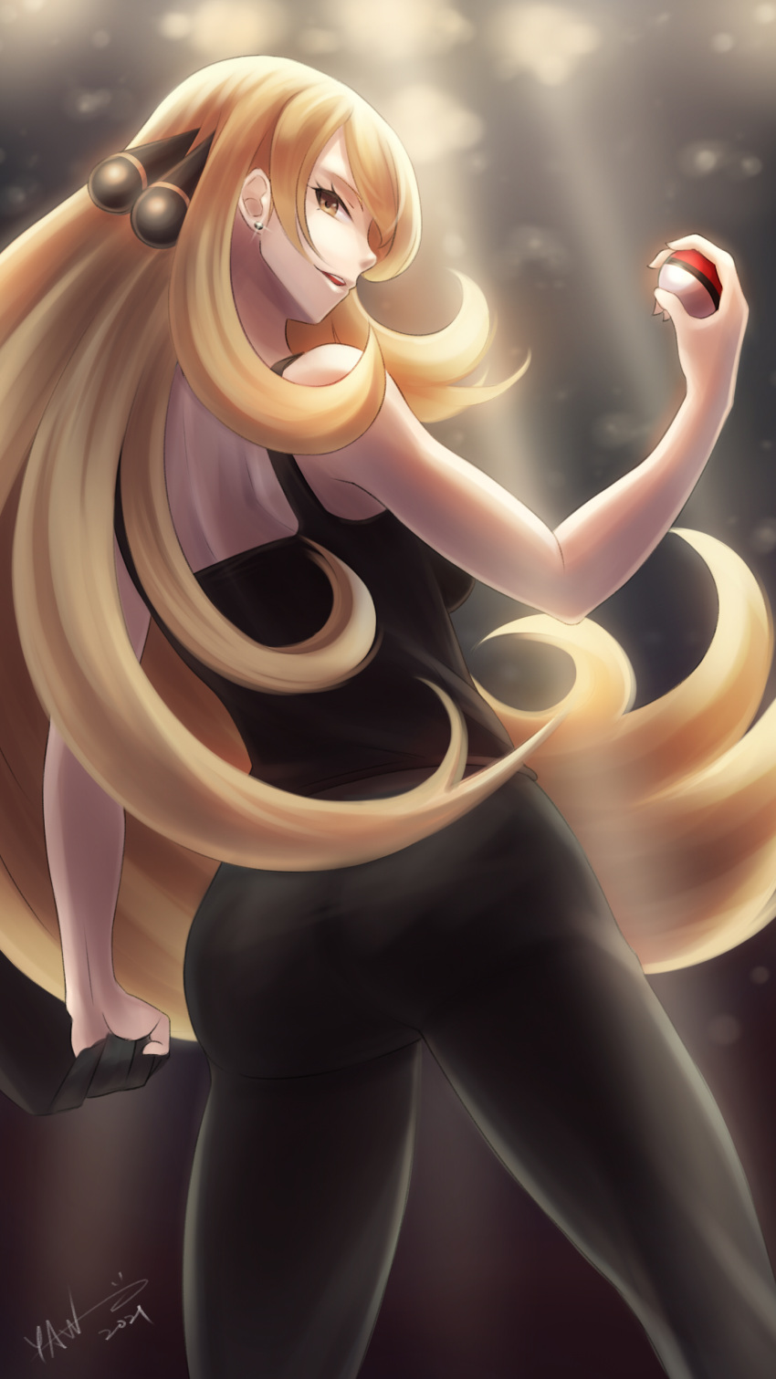 1girl, 2021, absurdres, ass, back, bangs, bare_arms, bare_shoulders